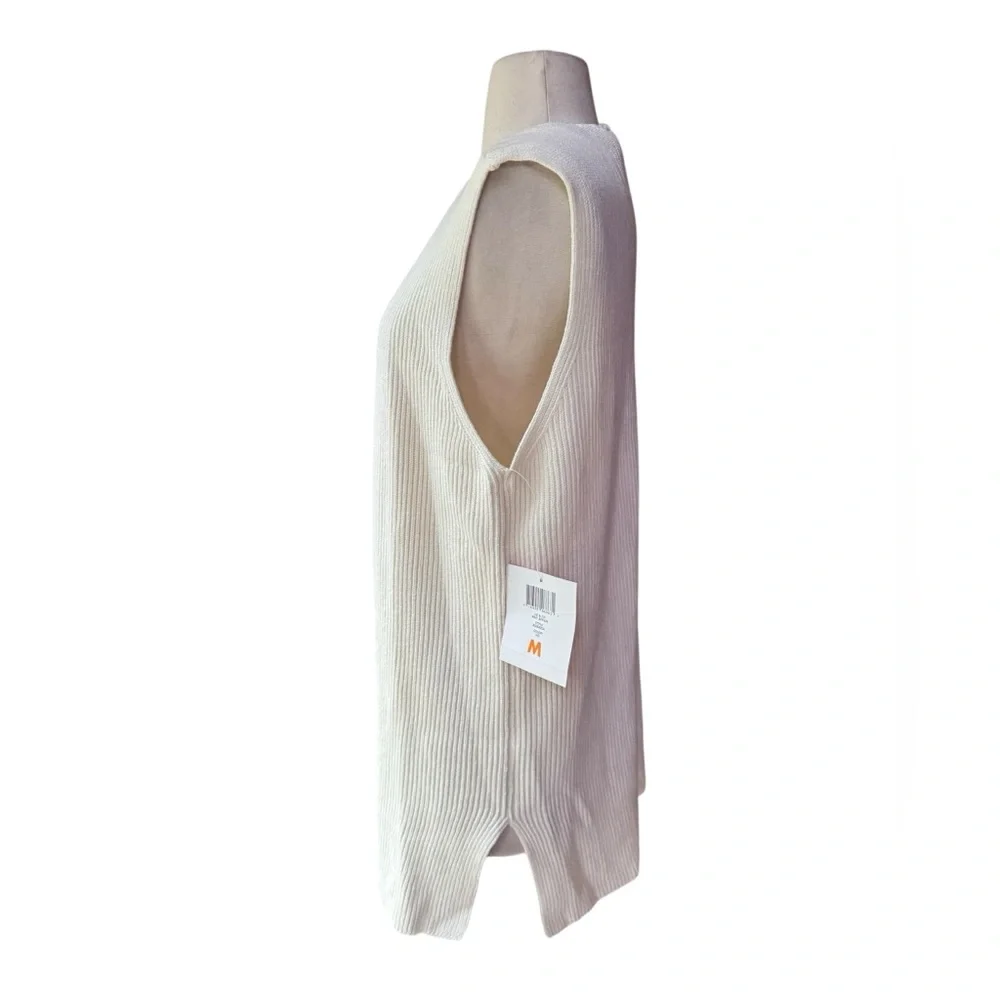 Deadstock 1980s/90s Liz & Co. 100% Cotton Off White Ribbed‎ Open Cardigan